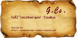 Günszberger Csaba névjegykártya